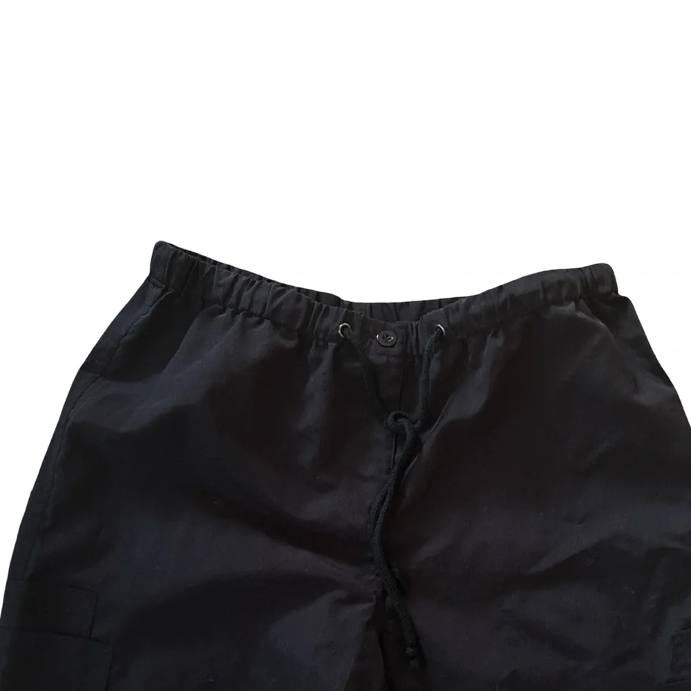 Vtg Urban Groove Black Parachute Harem Soft Straight Wide Leg Cargo Pants - Picture 6 of 13